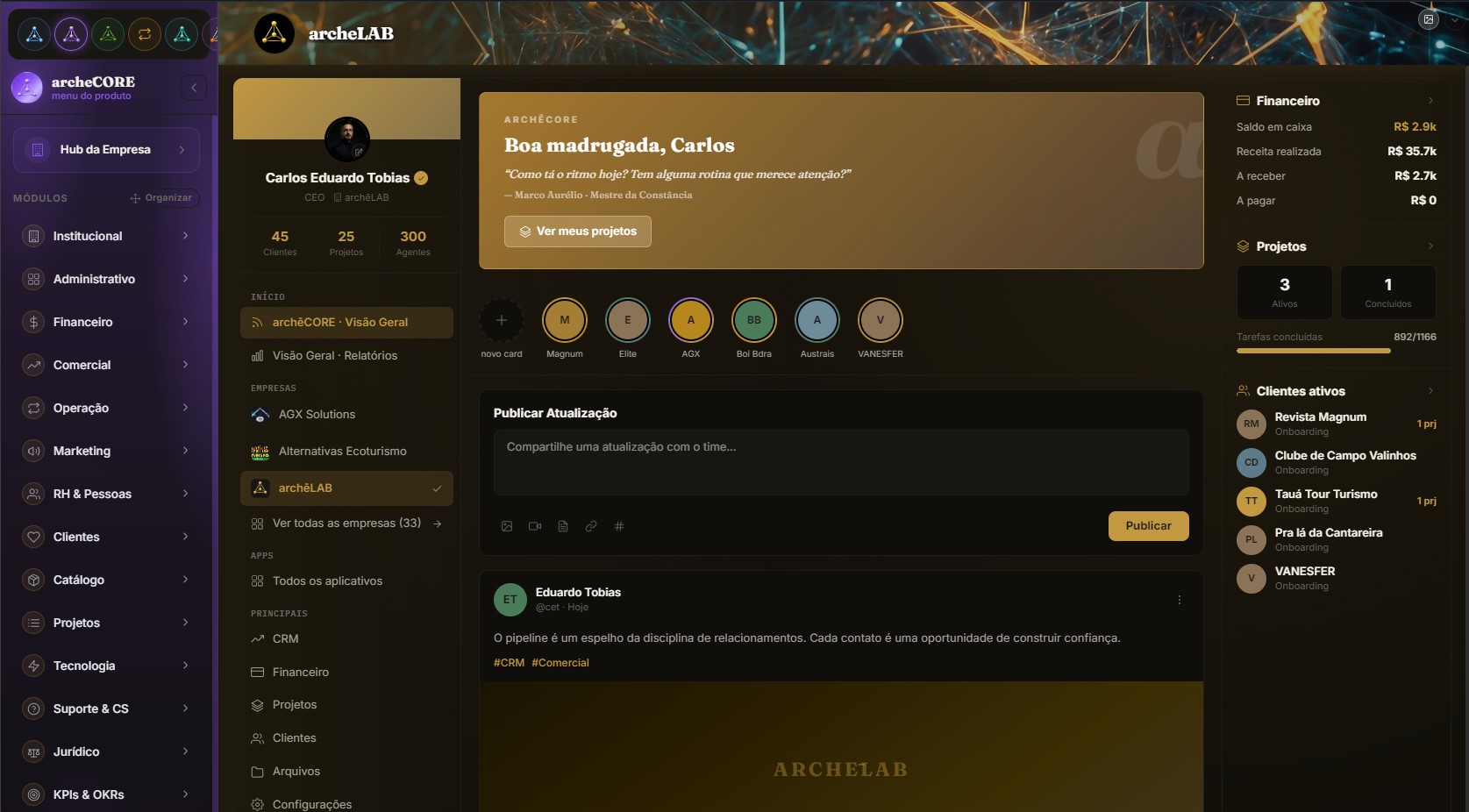 Tela do arkēCORE
